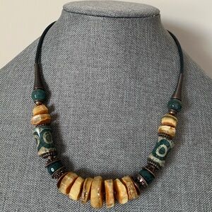 Raw natural Amber one-of-a-kind necklace and earrings set handmade